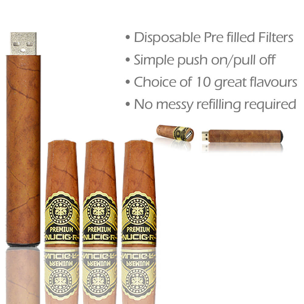 NUCIG Rechargeable E Cigar Vape - Tobacco Gold Flavour - NUCIG