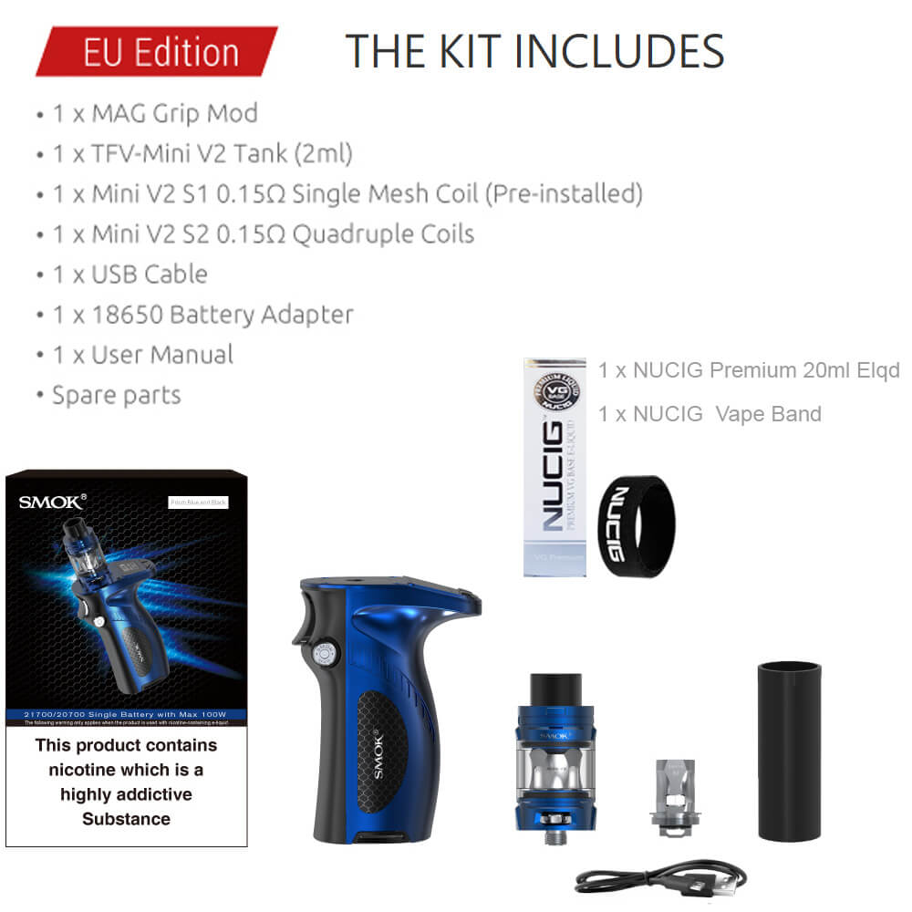 SMOK MAG GRIP - PRISM CHROME BLUE Full Kit, Buy E cigarette Kits from NUCIG UK SMOK MAG GRIP - PRISM CHROME BLUE Full Kit, Buy E cigarette Kits from NUCIG UK