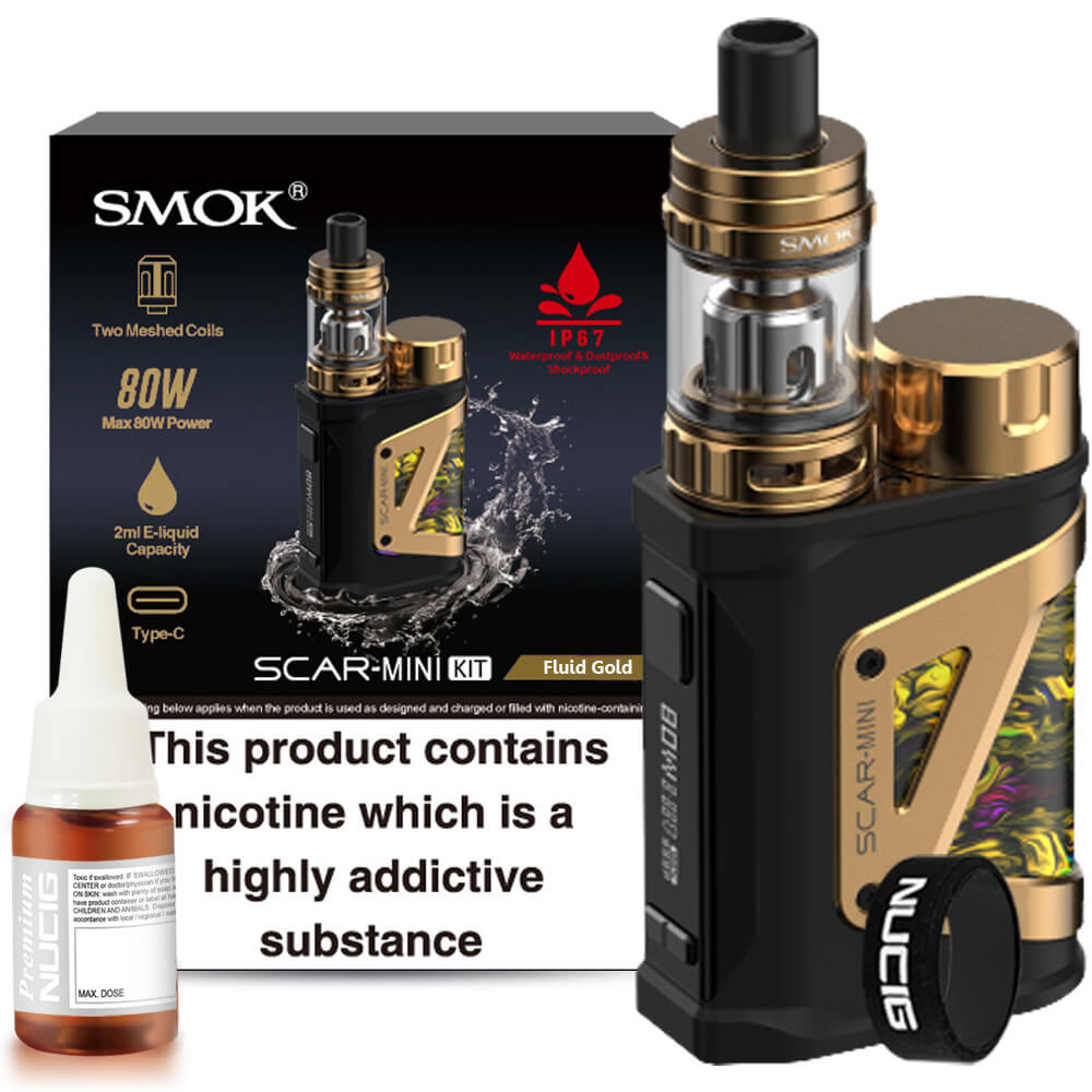 SMOK SCAR MINI - Fluid Gold Full Kit, Buy E cigarette Kits from NUCIG UK SMOK SCAR MINI - Fluid Gold Full Kit, Buy E cigarette Kits from NUCIG UK
